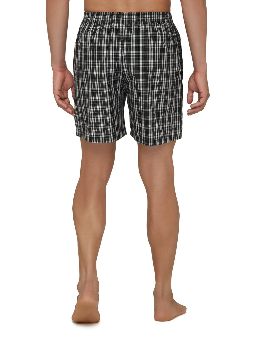 XYXX Mens Super Combed Cotton Checkmate Boxer Shorts Elasticated Waist, Drawstring | Loungewear for Men Pack of 2 (L; Black Che