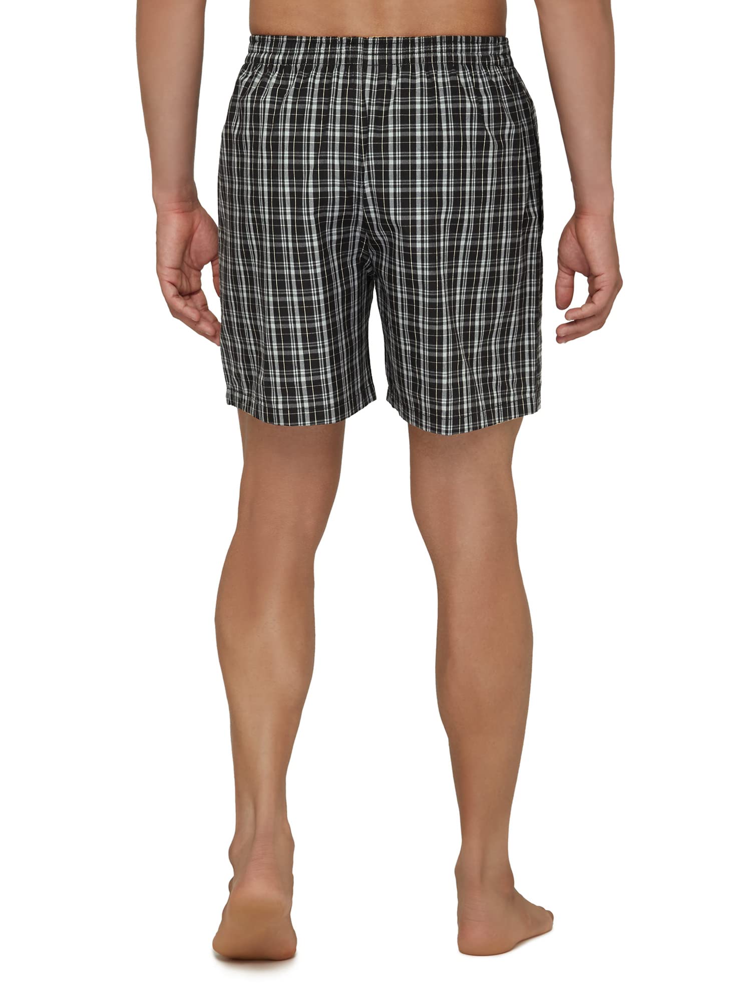 XYXX Mens Super Combed Cotton Checkmate Boxer Shorts Elasticated Waist, Drawstring | Loungewear for Men Pack of 2 (L; Black Che