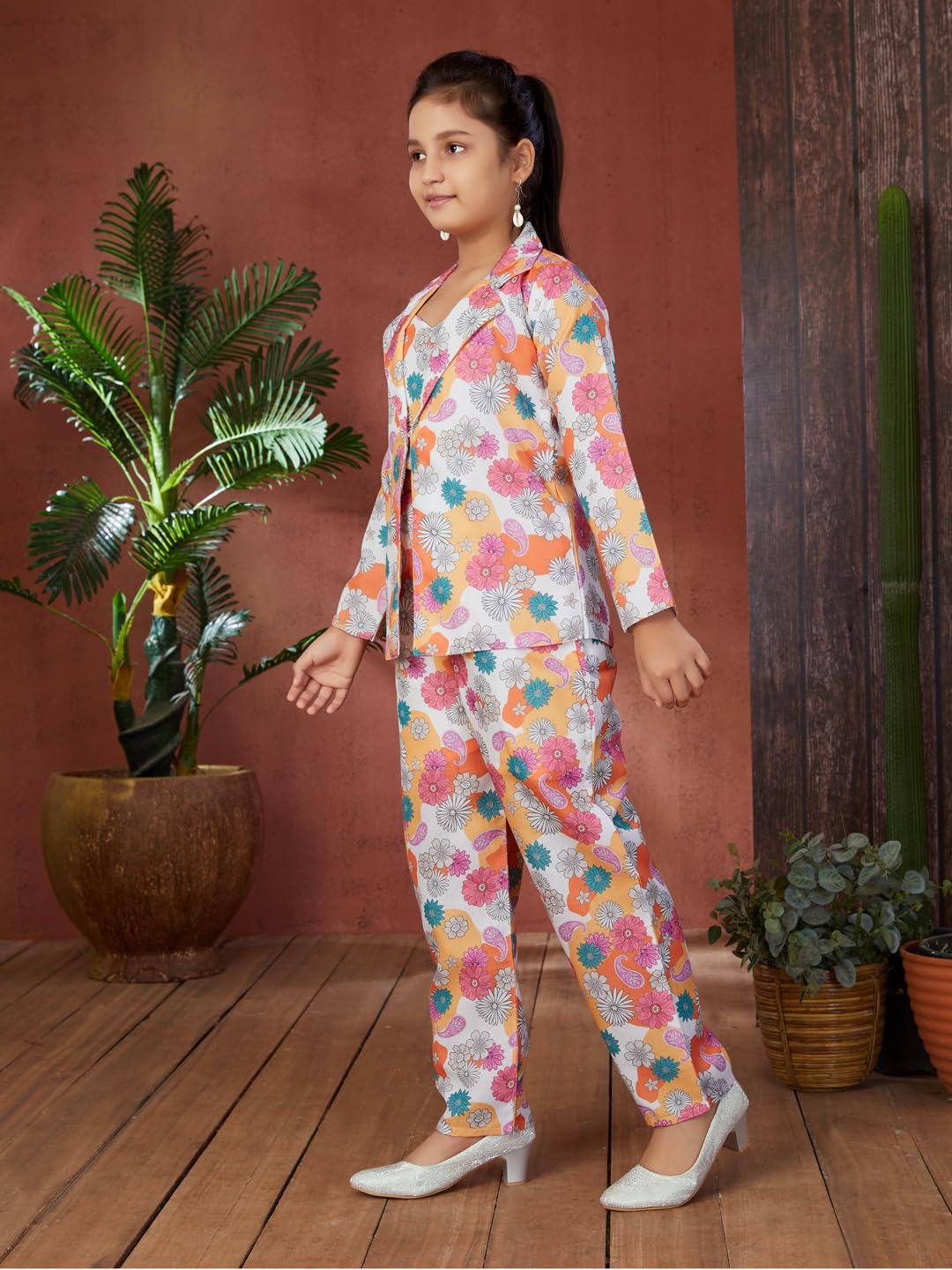 Aarika Girls Multi Colour Floral Print Cotton Co-ord Set- (5-15 Years)