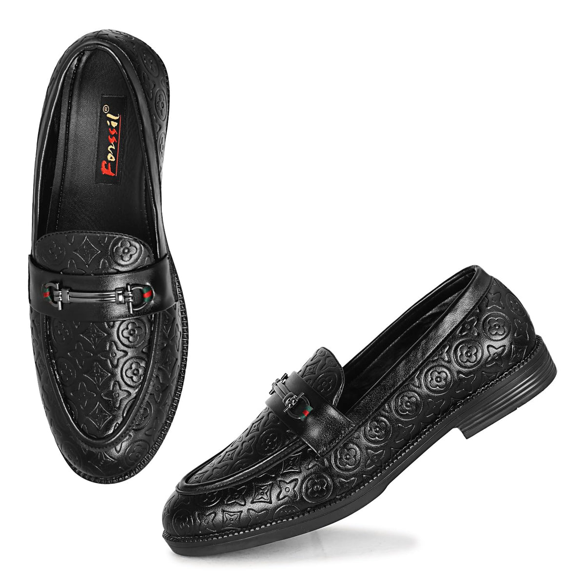 FORSSIL Presents Imported Buckled with Elegant Embossed Texture Causal Formal Shoes | Loafers | Moccasins | Soft Cushioned Insol 9