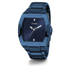 GUESS Men's Trend Casual Tonneau Diamond 43mm Watch - Blue Dial Stainless Steel Case & Bracelet