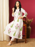 ANNI DESIGNER Women s Kurta with Trousers, white, 2XL