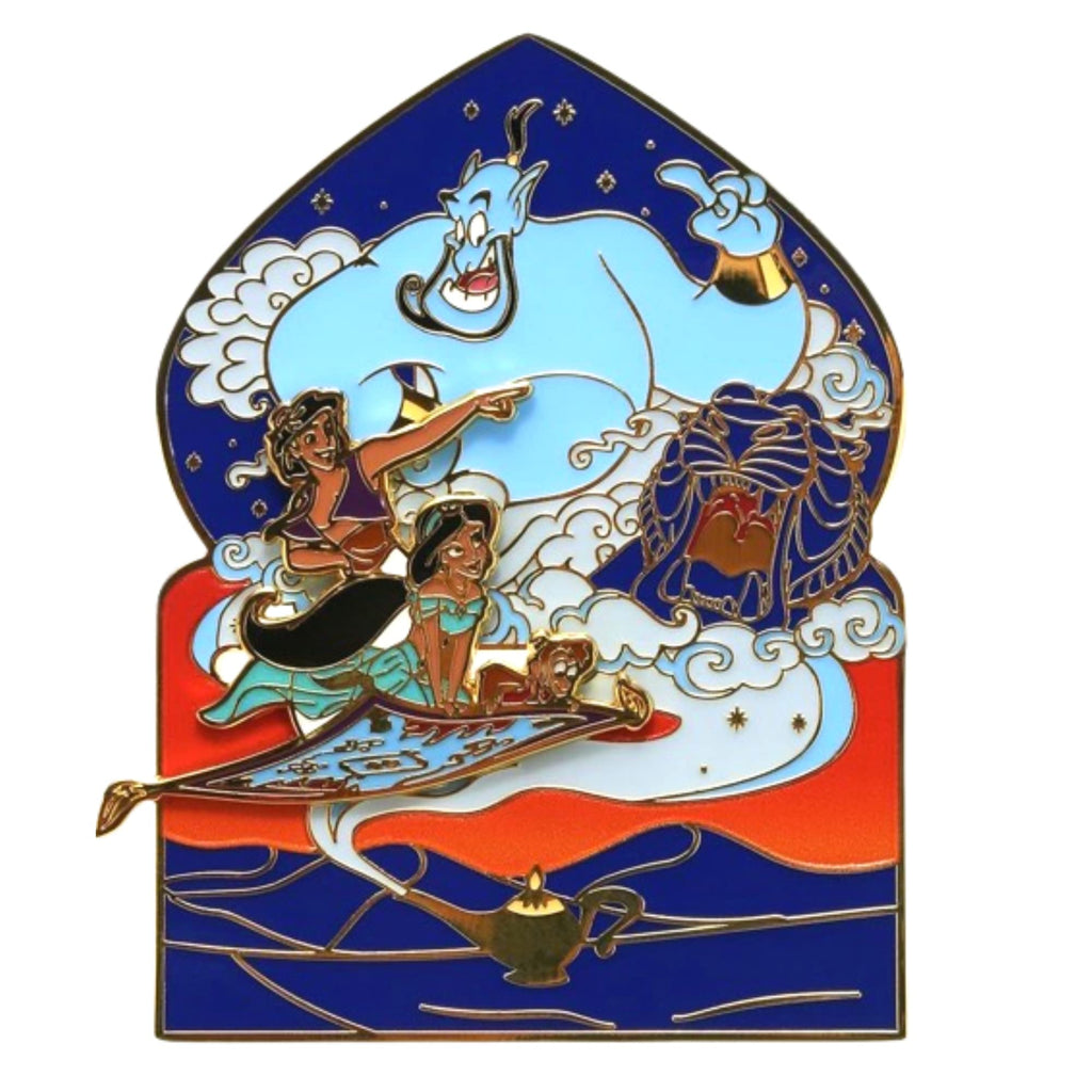 Loungefly Disney Aladdin Trading Pin with Jasmine and Genie, Individually Boxed Collectors Enamel Pins, 3 Inches