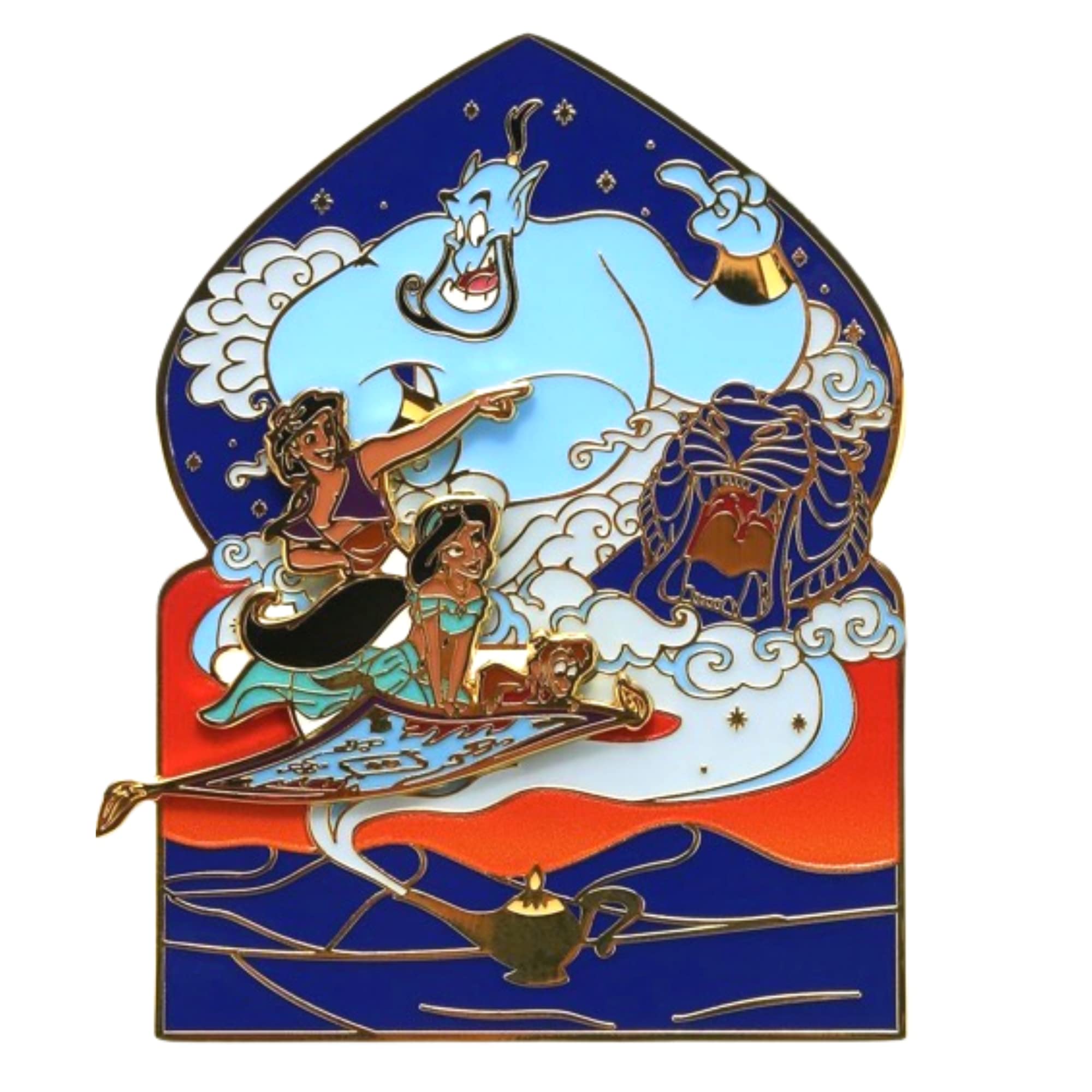 Loungefly Disney Aladdin Trading Pin with Jasmine and Genie, Individually Boxed Collectors Enamel Pins, 3 Inches