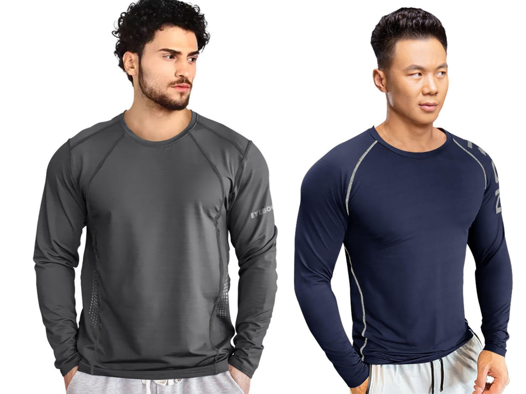 Noble Monk MenS Regular Fit T Shirt (Combo Pack Of 2) |Full Sleeves |Round Neck |Casual Tshirt For Men