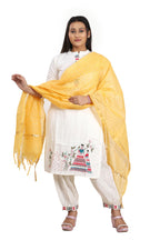 Fabme Silk Blend Women'S Checkered Dupatta With Embellish Golden Border, Free Size