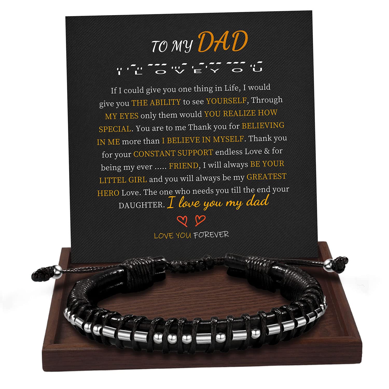 Btysun Dad Christmas Gifts, Dad Gifts Morse Code Bracelets from Daughter Son I Love You Gifts for Him Cool Christmas Gifts Handm