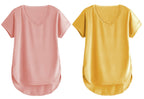 Fabricorn Combo Of Plain Dusty Rose And Mustard Yellow V- Neck Up And Down Cotton Tshirt For Women (Dusty Rose And Mustard Yello
