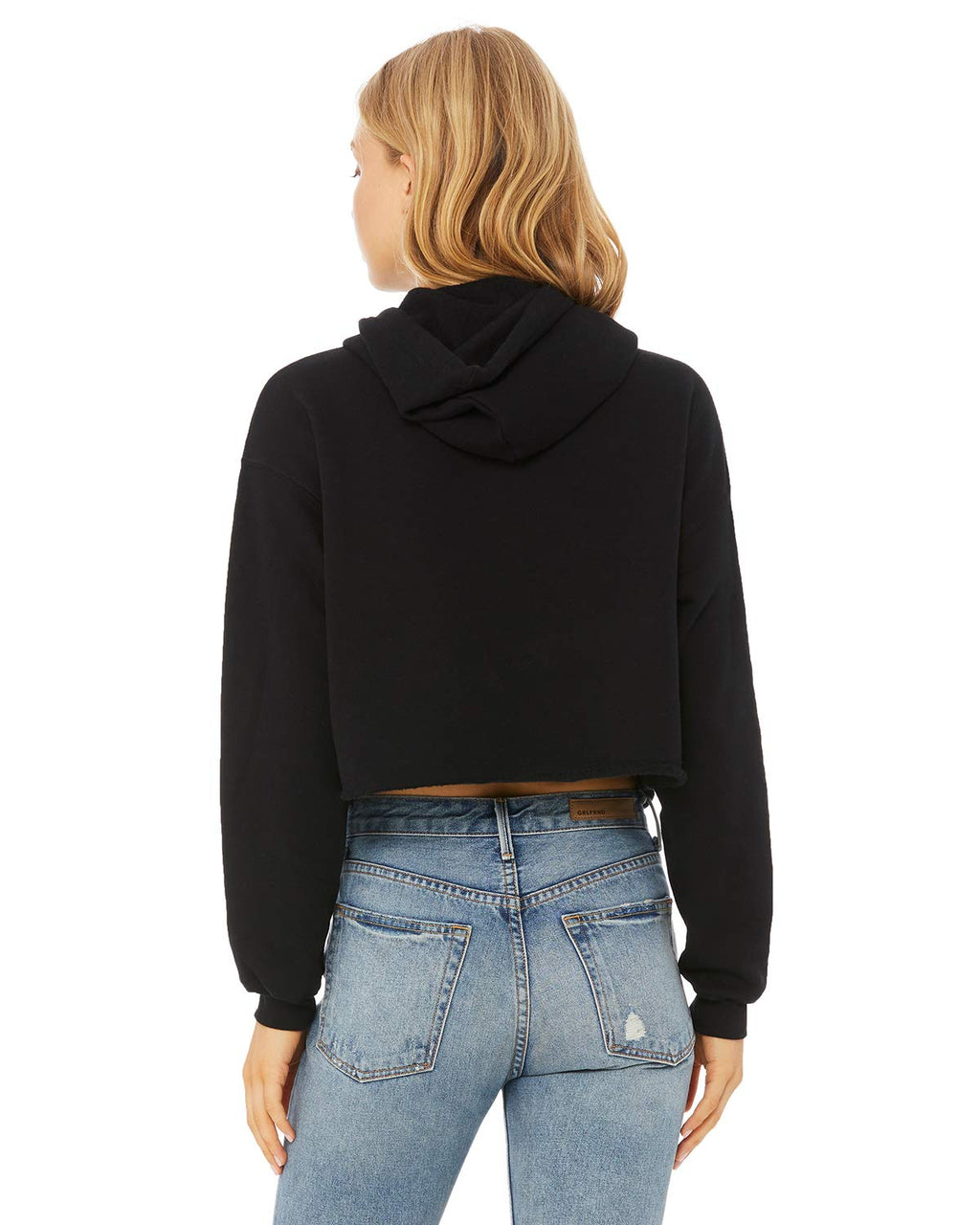 Ladies cropped Fleece Hoodie - PEAcH - S(D0102H7WEH2)