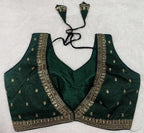 Pujia Mills WomenS Indian Ethnic Wear Designer Golden Zari Embroidery With Sequence Work V Neck Sleeveless Readymade Worked Sar