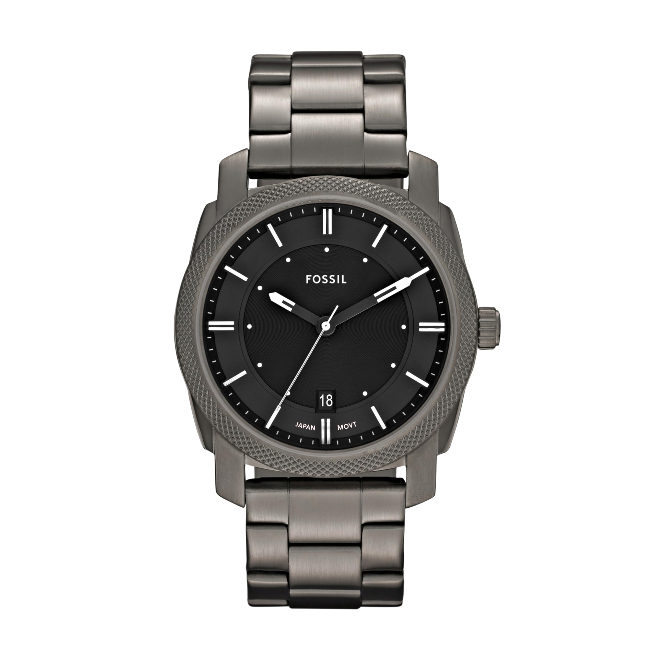 Fossil Men's Machine Quartz Stainless Steel Three-Hand Watch, Color: Smoke (Model: FS4774)