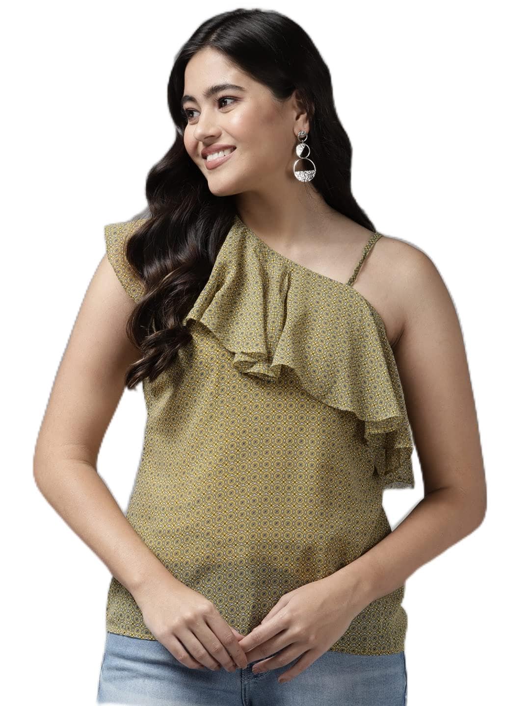 Aarika Womens Yellow Colour Top (TP-W-M-12011-MEHENDI-S)