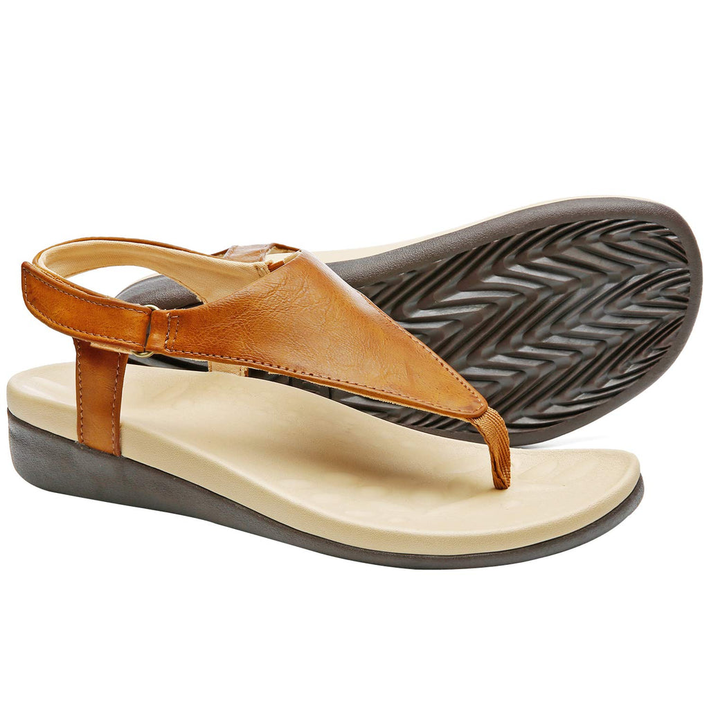 UTENAG Womens Arch Support Sandals Orthotic Adjustable Thong Flip Flops Coffee 7