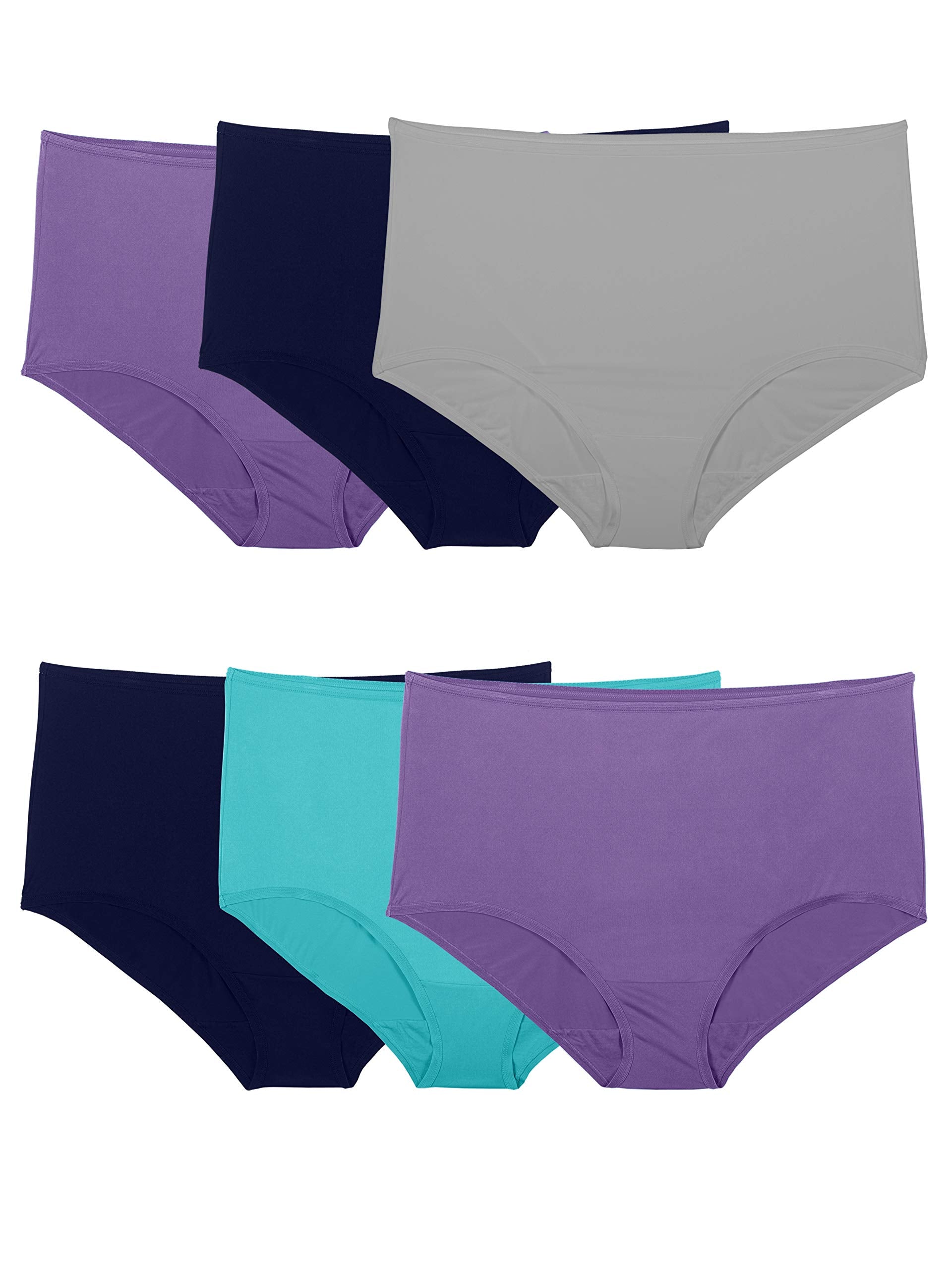 Fruit of the Loom womens Lightweight Microfiber (Regular & Plus Size) briefs underwear, Brief - 6 Pack Assorted, US