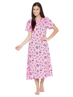 Clovia Womens Cotton Casual Nightgown (NS1360P22S_Pink_S)