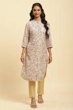 W For Woman Soft Multicoloured Floral Print A-Line Kurta