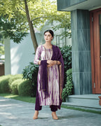 ANNI DESIGNER Women s Rayon Viscose Print Straight Kurta with Pants & Dupatta, purple, 4XL