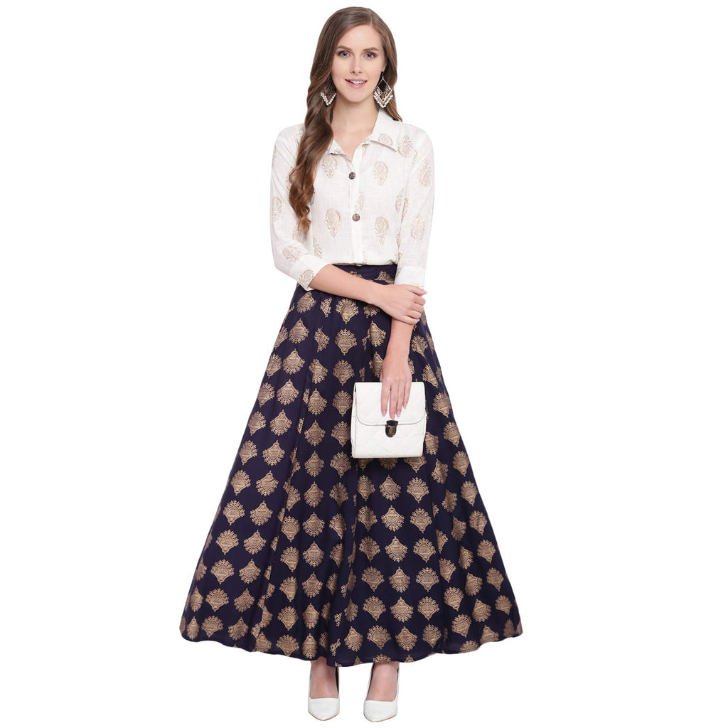 Stylum Womens Printed Rayon Blend Shirt Skirt Set