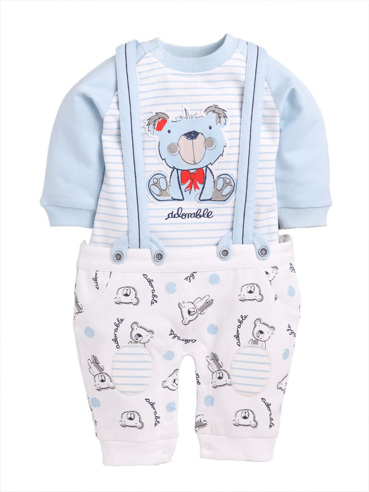 BABY GO 3-6M/6-12M/12-18M/18-24M Full Sleeves 100% Soft Cotton Dungaree for Baby Boys