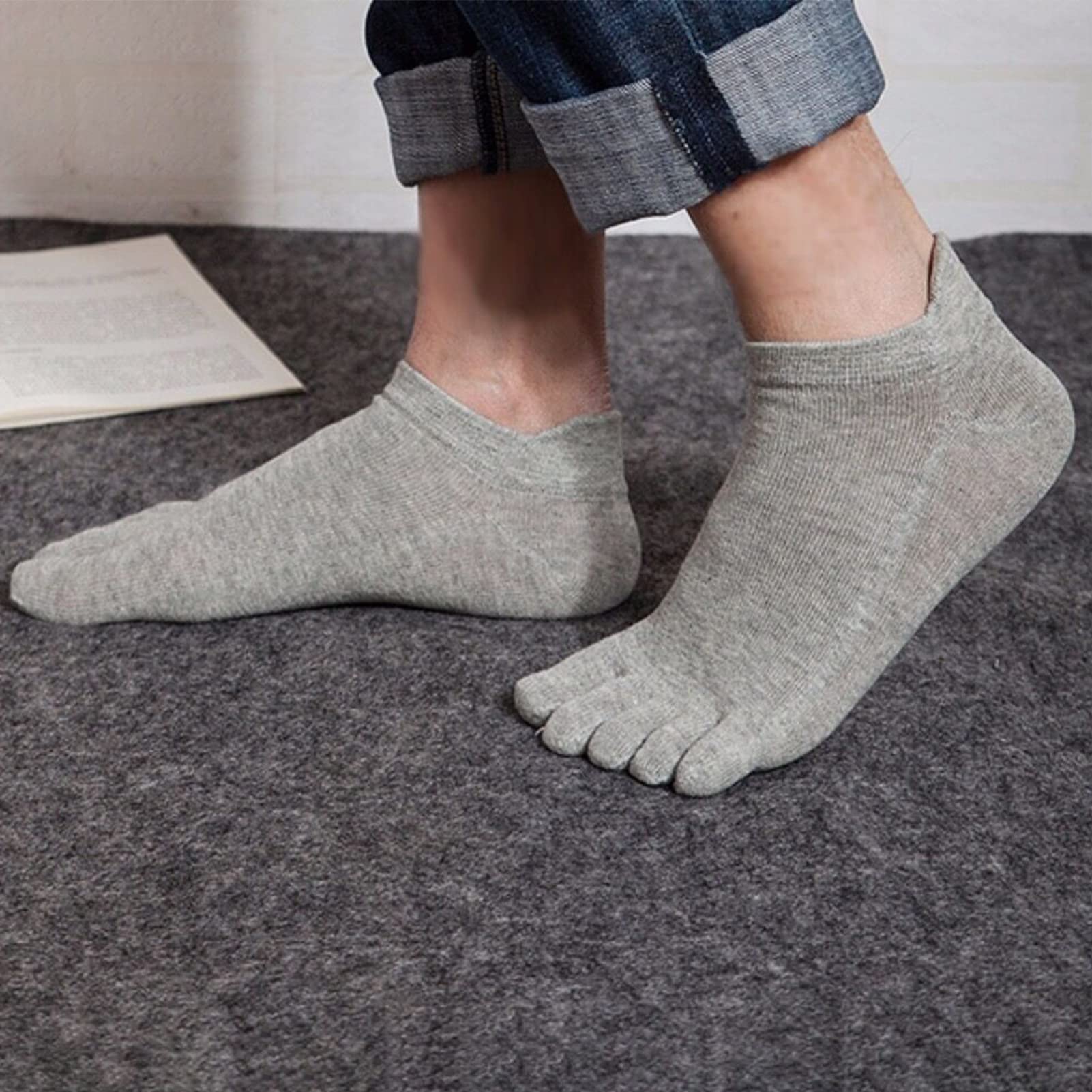 Meaiguo Toe Socks No Show Running Five Finger Socks for Men Women 4 Pairs