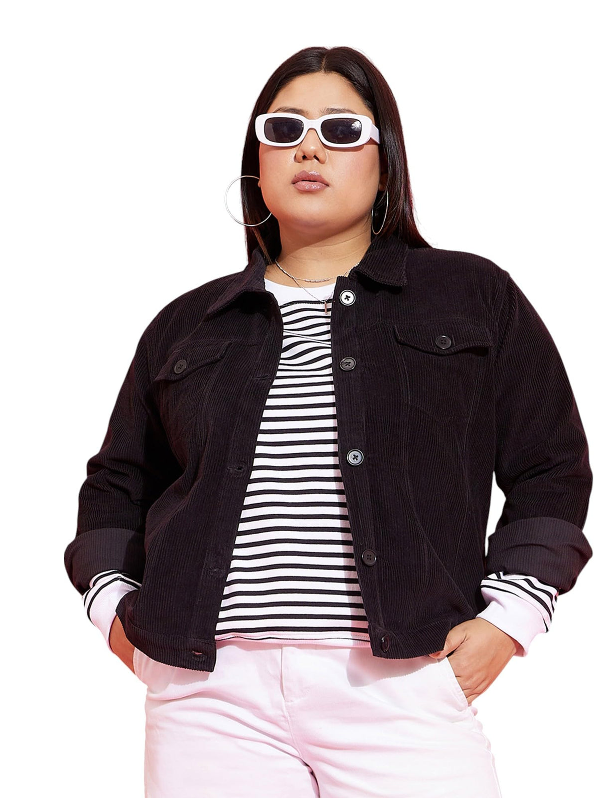 Black Corduroy Button Jacket 5