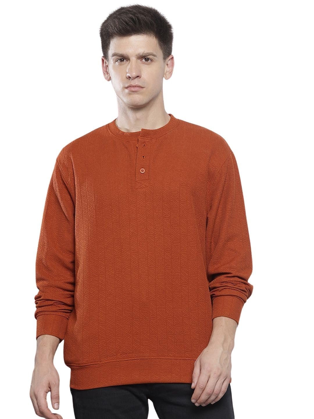 The Indian Garage Co Mens Relaxed Fit Self Design Sweatshirt