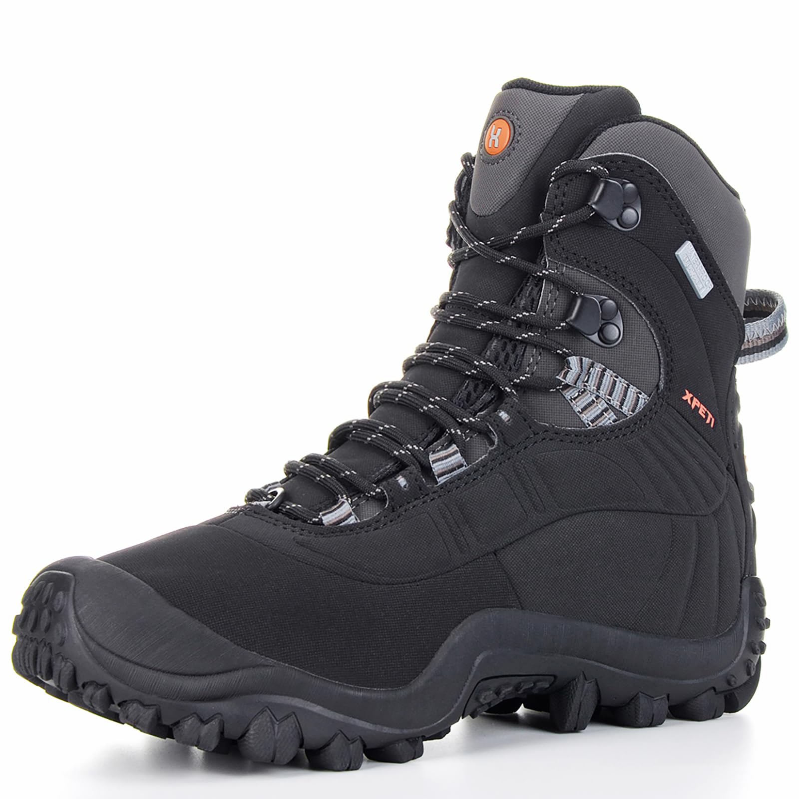 XPETI Mens Thermator Mid-Rise Waterproof Hiking Boot Insulated Non-Slip Black 7