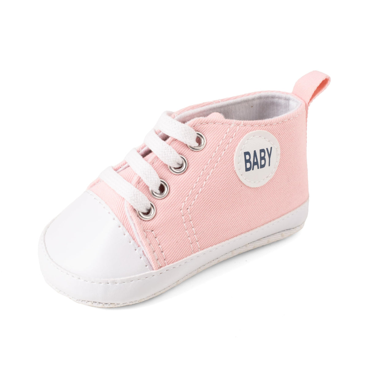 Lillypupp Unisex Soft Canvas AntiSlip Shoes For Baby Boy Girl. Light Pink High Top First Walking Sneakers For Girls And Boys. 0-6