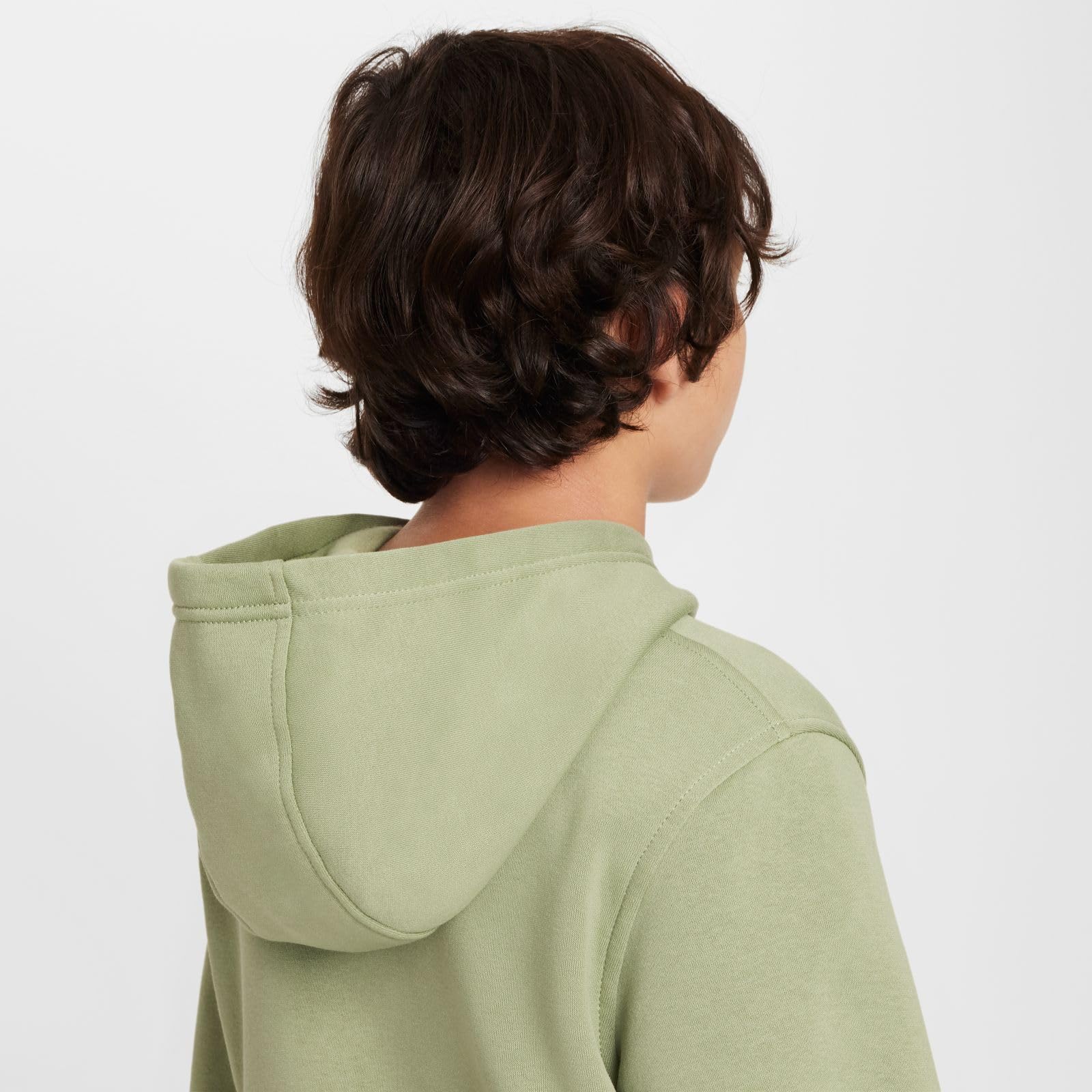 Nike Sportswear Club Fleece Pullover Hoodie (Little Big Kid), Oil Green/White