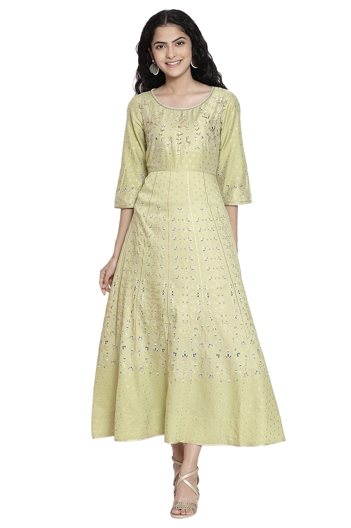 Aurelia WomenS Viscose Green Ethnic Dress Ankle Length (21Aud10396-502444 L)
