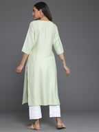 Libas WomenS Silk Regular Kurta (26811_Green