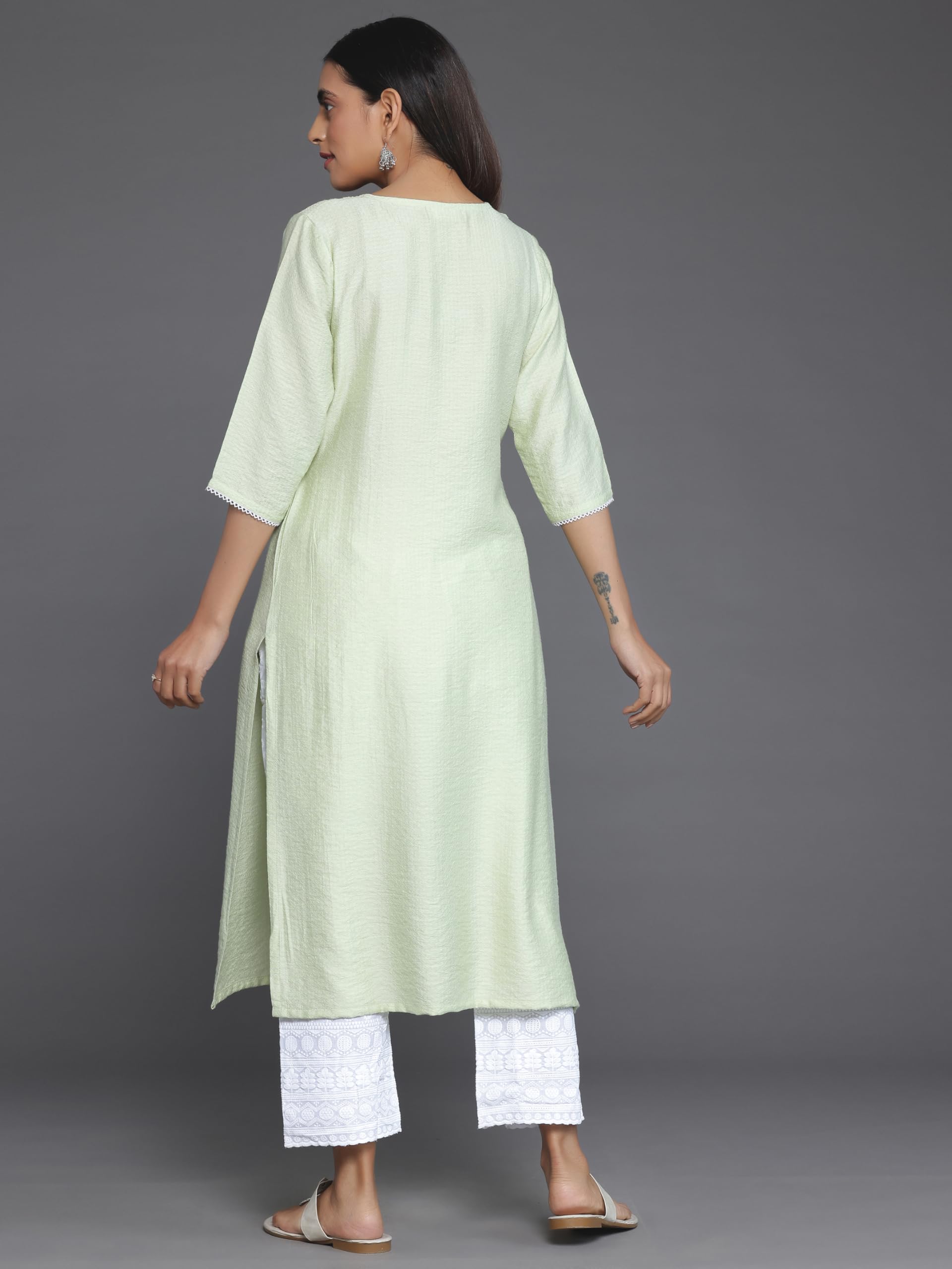 Libas WomenS Silk Regular Kurta (26811_Green