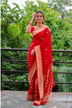 Flosive Ayn WomenS Present Banarasi Soft Lichi Silk Saree Beautiful Jacquard Rich Pallu Design Work Zari Woven Kanjivaram Silk