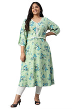 Aurelia Women Green Rayon Floral Printed Straight Kurta_22Aua13369P-505802_3Xl