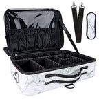 OEWOER Large Makeup Case PU Leather Makeup Bag 3 Layers 16 Inches Professional Makeup Train Case Cosmetic Bag Travel Make Up Bru