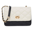 ADISA Womens Girls Quilted Cross Body Sling Bag (SL5075-Off White - Black)