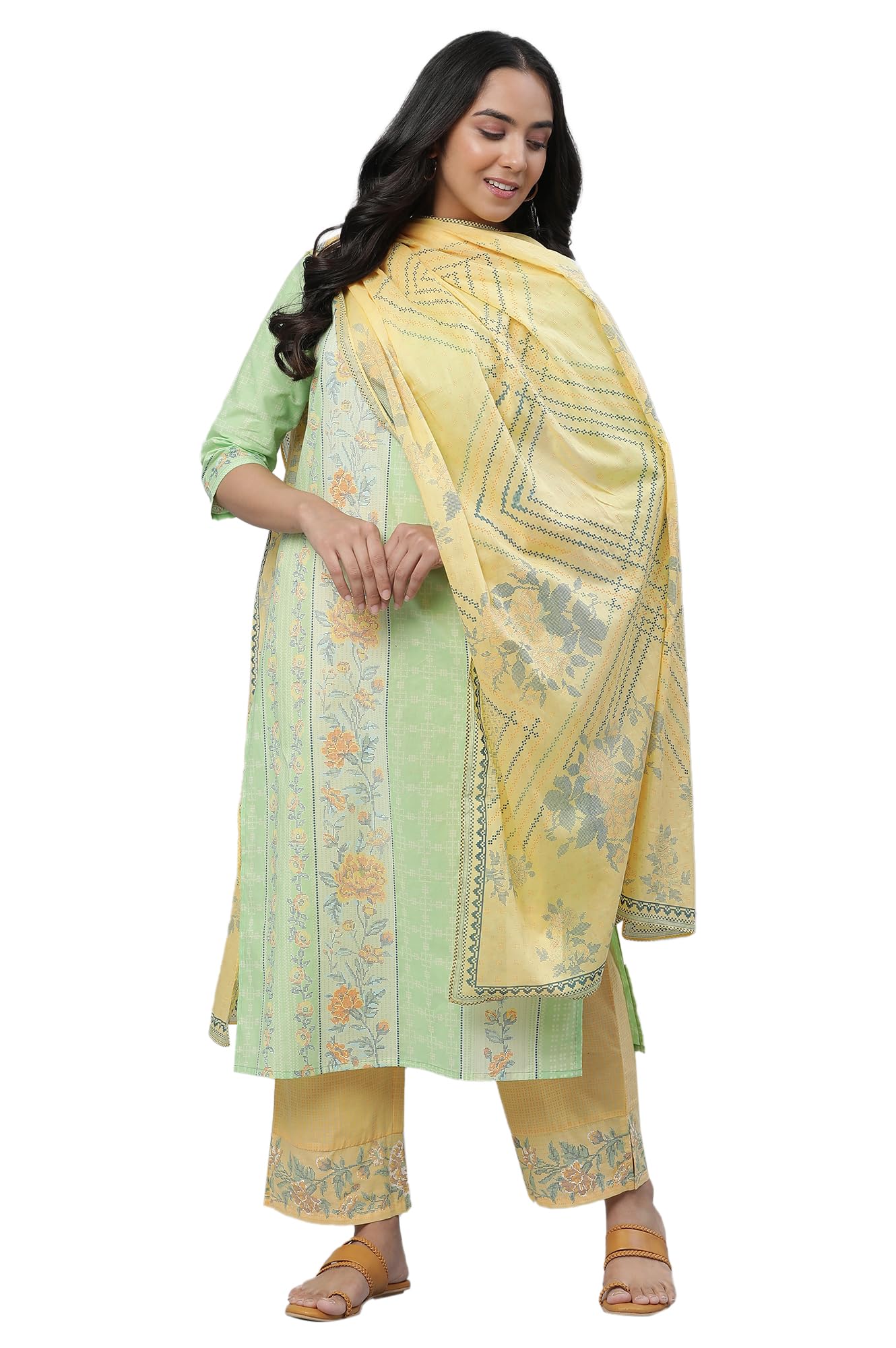 Aurelia Women Cotton Dupatta 23AUA80002-504929-Yellow-FS