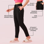 Enamor E407 Womens Pleated Pull-On Pant - Relaxed Fit, Mid Rise, Regular Length