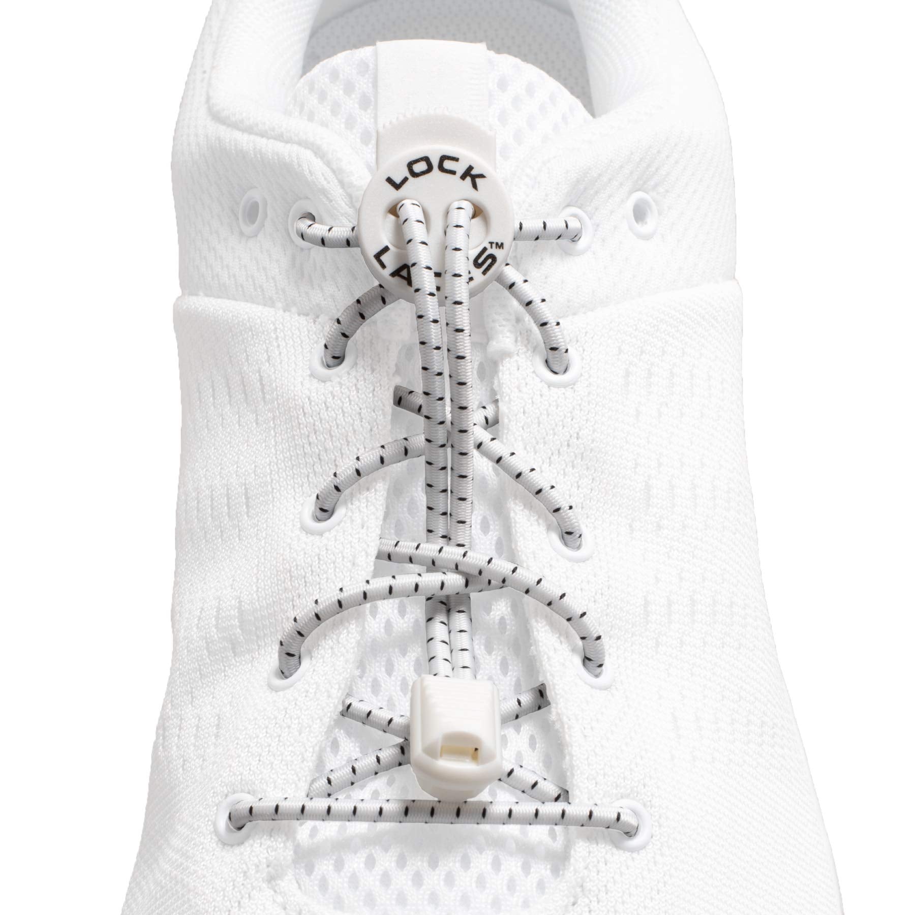 LOCK LACES (Elastic No Tie Shoelaces) (White, 48-Inch)