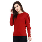 POPWINGS Casual Solid Puff Button Long Sleeves Slim Fit Tops for Women || Summer Round Neck Tops for Women || Stylish Western To