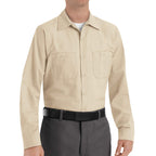 Red Kap Mens Industrial Work Shirt, Regular Fit, Long Sleeve, Light Tan, 5X-Large