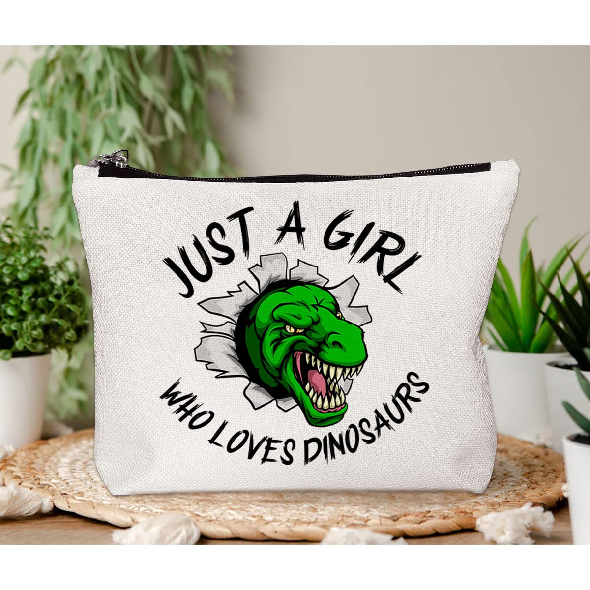 BiuNiuring Dinosaur Gift for Women, Dinosaur Gifts for Dinosaur Lovers, Dinosaur Makeup Bag, Who Loves Dinosaurs Cosmetic Bag