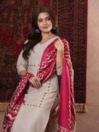 ANNI DESIGNER Ladies Cotton Blend Embroidered Straight Trousers Kurta Dupatta
