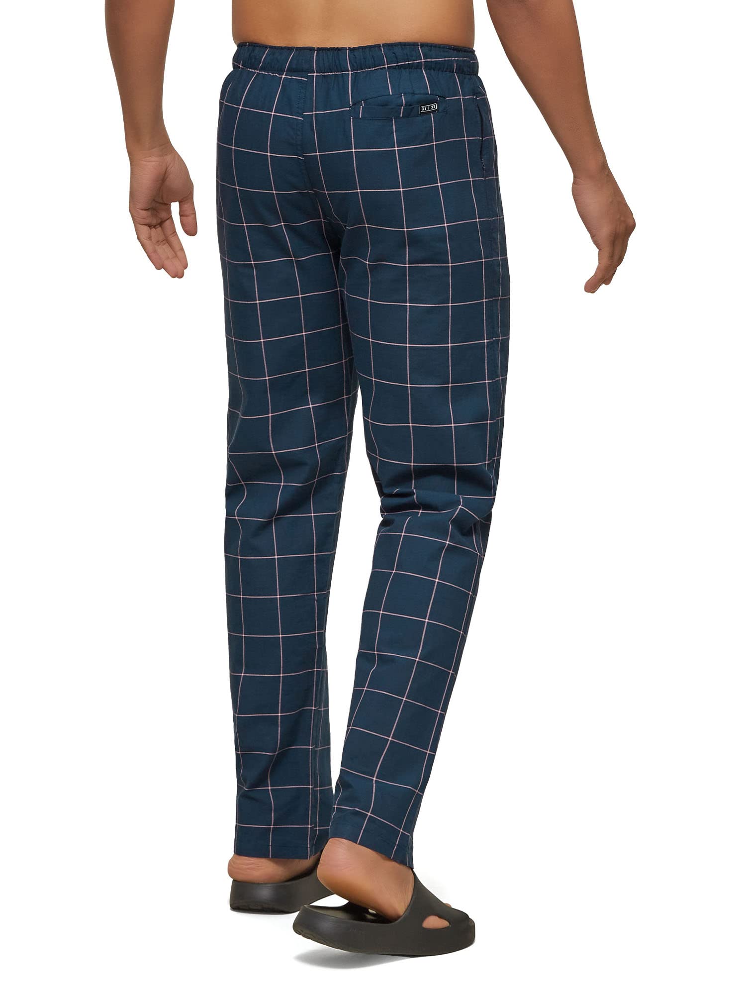XYXX Mens Super Combed Cotton Checkered Checkmate Pyjamas [Pack of 3] Elasticated Waist, Drawstring | Loungewear for Men in Pin