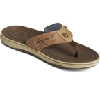 Sperry Mens Baitfish Thong Sandals, Dark Tan, 8