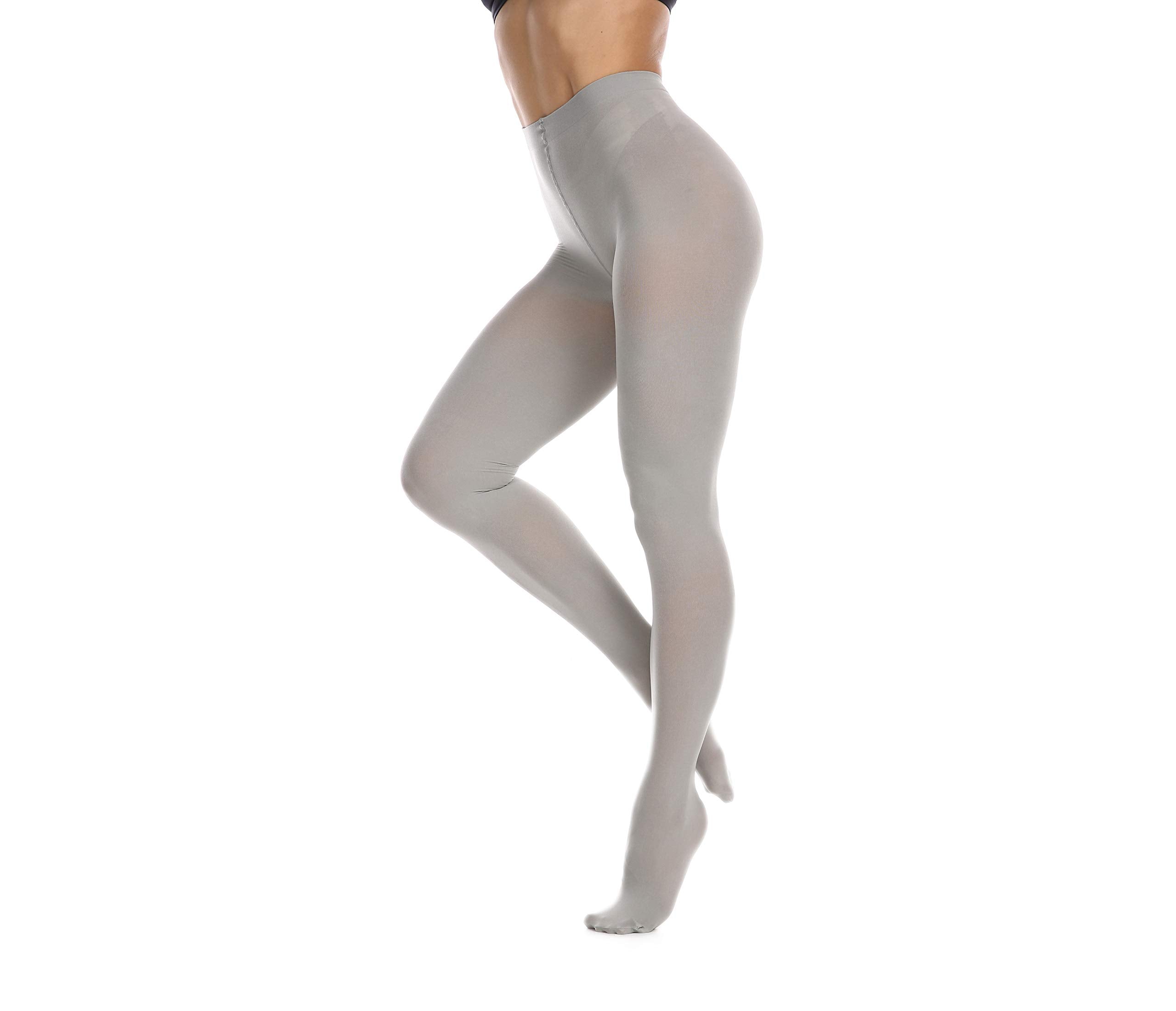 Frola Women's 80 Denier Soft Semi Opaque Solid Color Footed Pantyhose Tights(XX-Large,Gray)