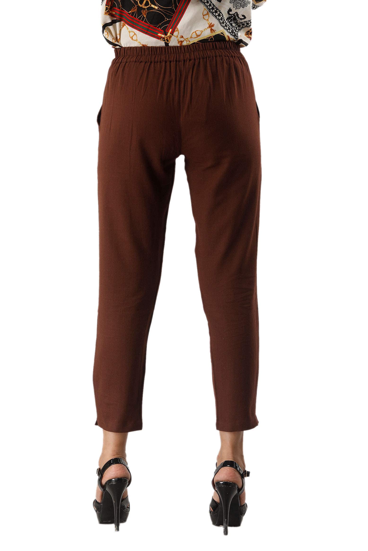 Digital Shopee Women Cotton Trouser Pant | Regular Fit Casual Trouser For Girls And Womens Brown|5Xl