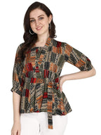 OM SAI LATEST CREATION Women Solid Western Top with Half Sleeves for Office Wear, Casual Wear, Under 399 Top for Women Top (Gree