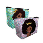 BDAWQUG Women Small Makeup Bag African Queen Cosmetic Travel Pouch for Purse Mermaid Makeup Organizer Afro Queen Thanksgiving Ch