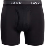 IZOD Men's Underwear - Performance Boxer Briefs with Mesh Functional Fly (10 Pack), Size Large, Black